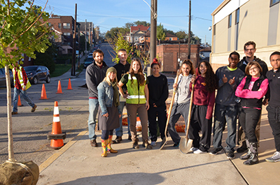 WPC staff and students from the Steel Valley School District plant trees
